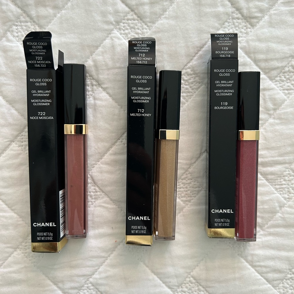 Brand new Chanel Lip Gloss Gift Set with Cosmetic Bag. Purchased December 2023.